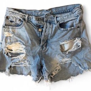 American Eagle Outfitters Ripped Light Blue Jean Shorts